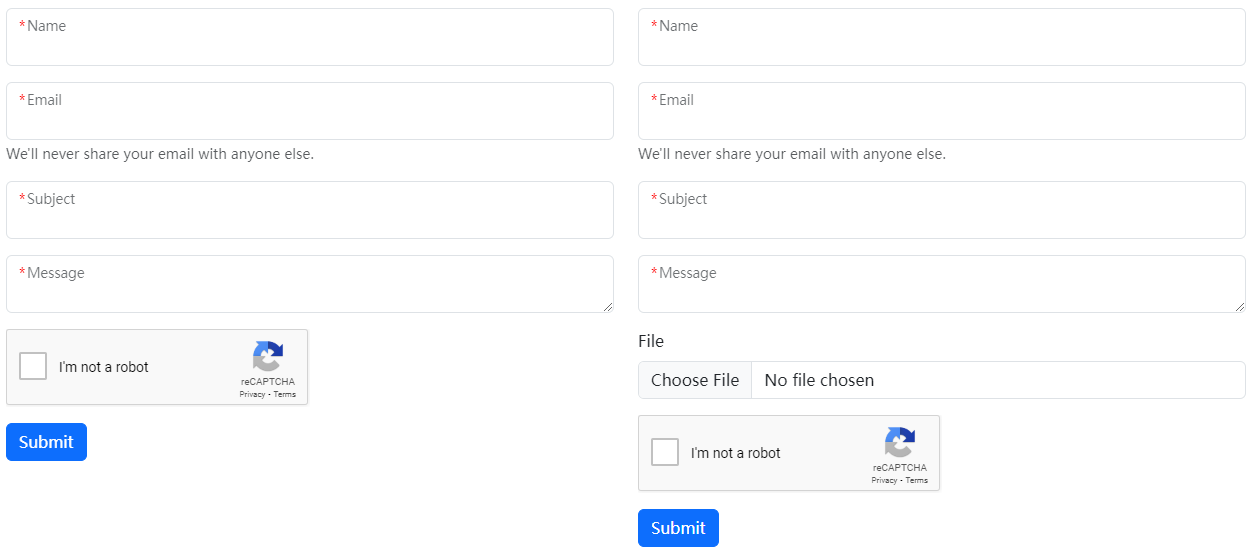 聯繫表單短代碼例子